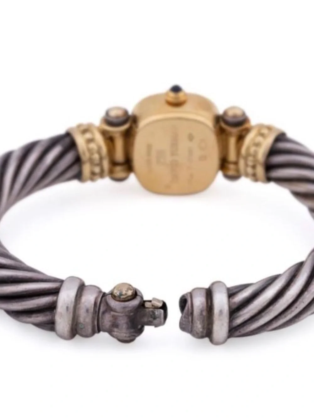 David Yurman t-21681 750 solid gold face Two-Tone Cable Bracelet SS/18kt